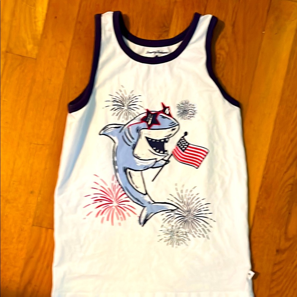 Tommy Bahama White and Blue Shark Tank Top